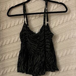 Hollister Forest Green and Charcoal Zebra-Print Camisole